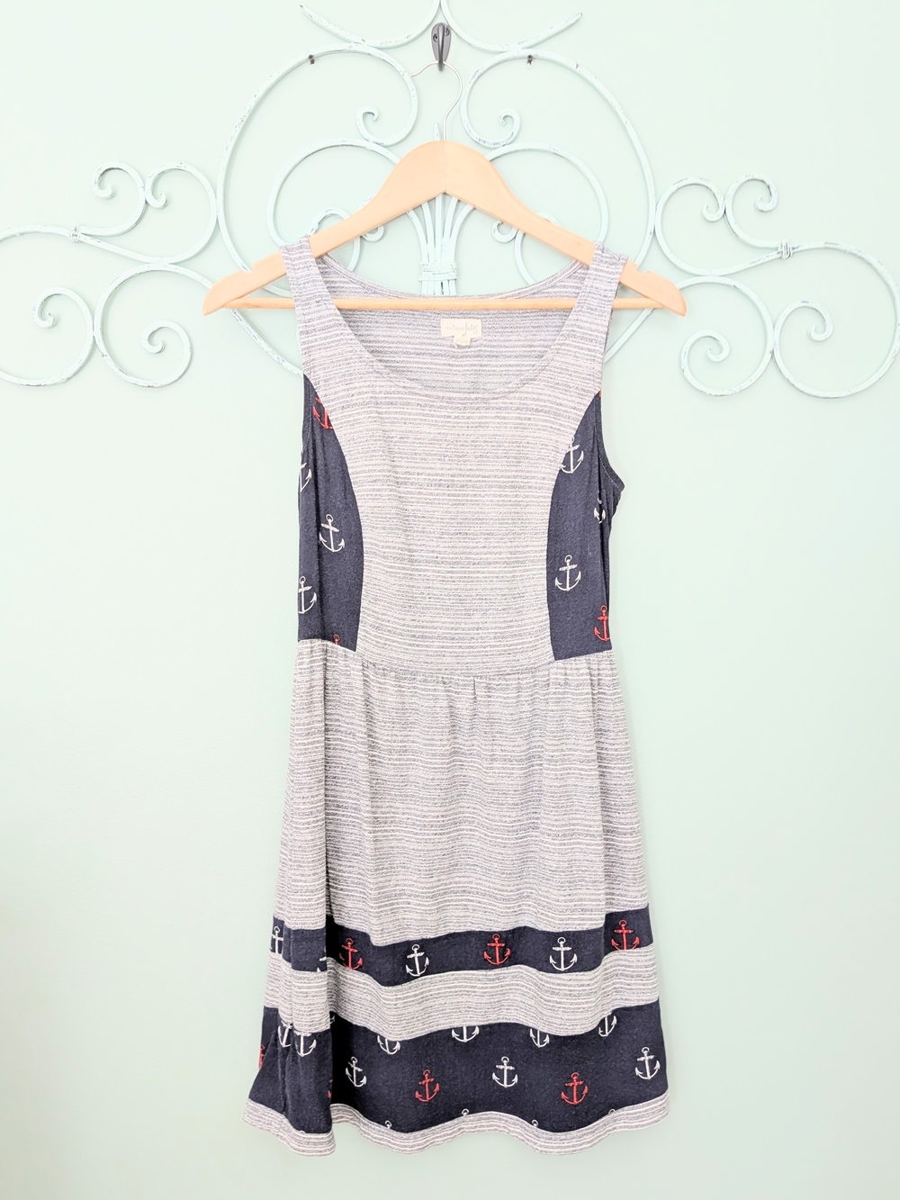 Maison Jules Navy & Gray Anchor Print Tank Dress